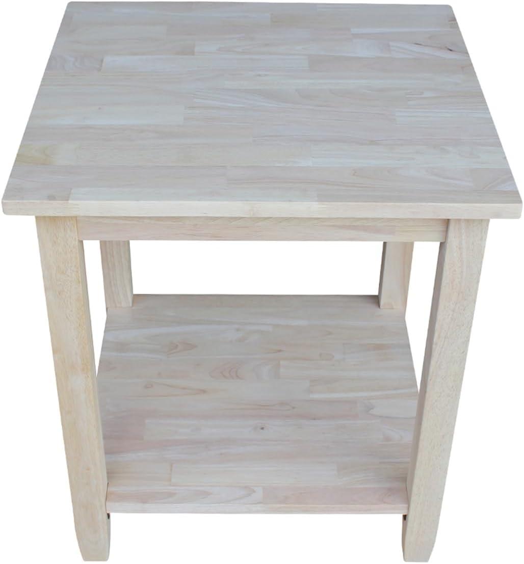 Solano Square Solid Wood Classic End Table in Unfinished