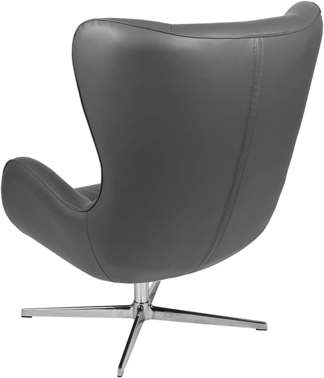 Flash Furniture Gray LeatherSoft Swivel Wing Chair