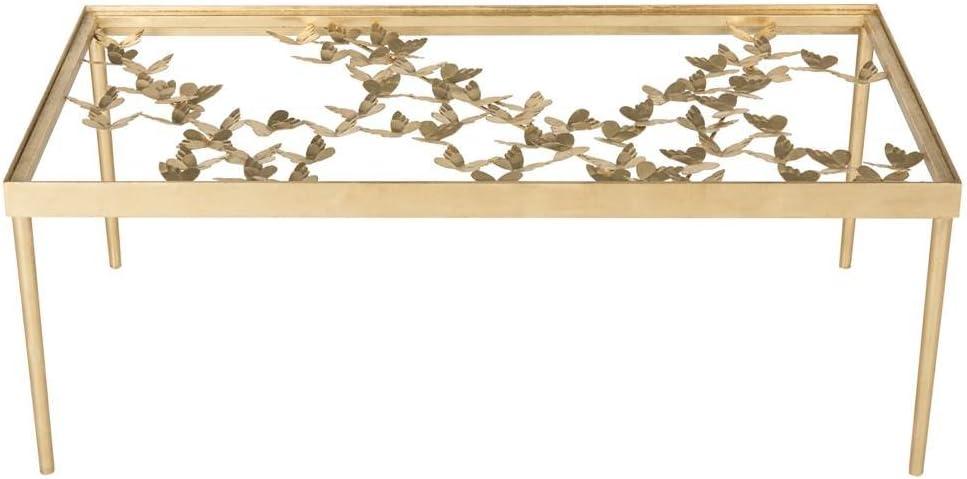 Rosalia Butterfly Coffee Table - Gold/Tempered Glass - Safavieh