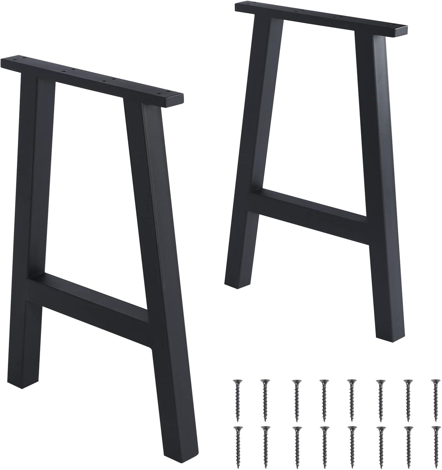 28" Black Iron Trapezoidal Table Bench Legs Set