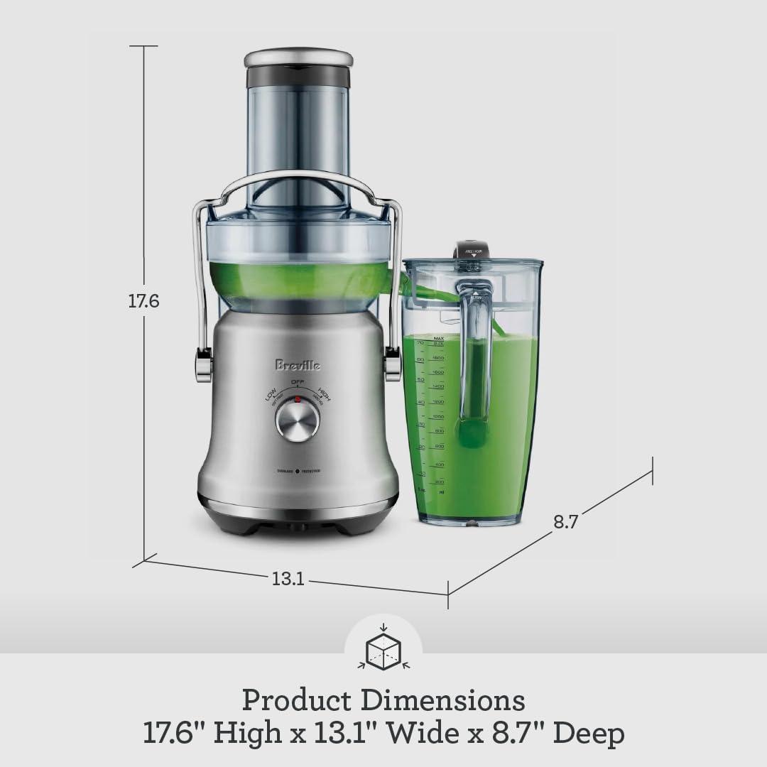 Breville Juice Fountain Cold Plus Brushed Stainless Steel BJE530BSS: 1000W Electric Juicer, 2 Speeds, Dishwasher-Safe Parts