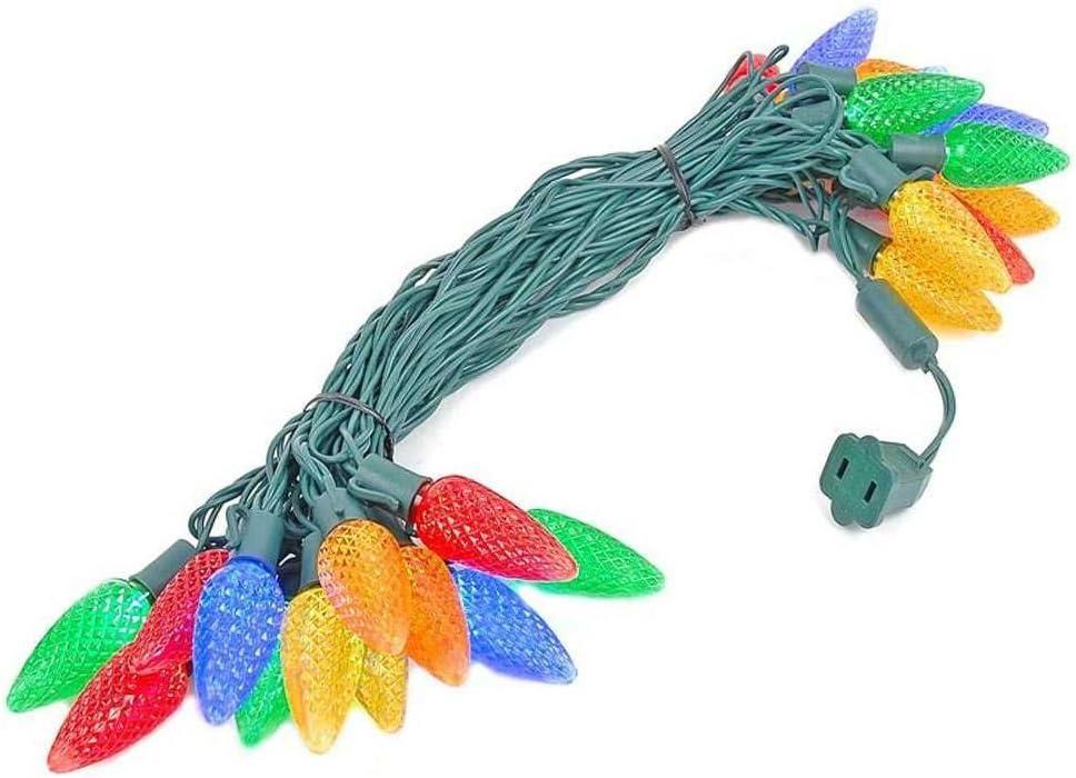Novelty Lights LED Multi C9 Faceted Green Wire (25 Bulbs, 120 V)