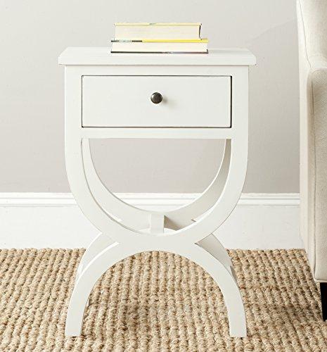 Dalat White Poplar Wood Night Table with Zinc Knob and Storage