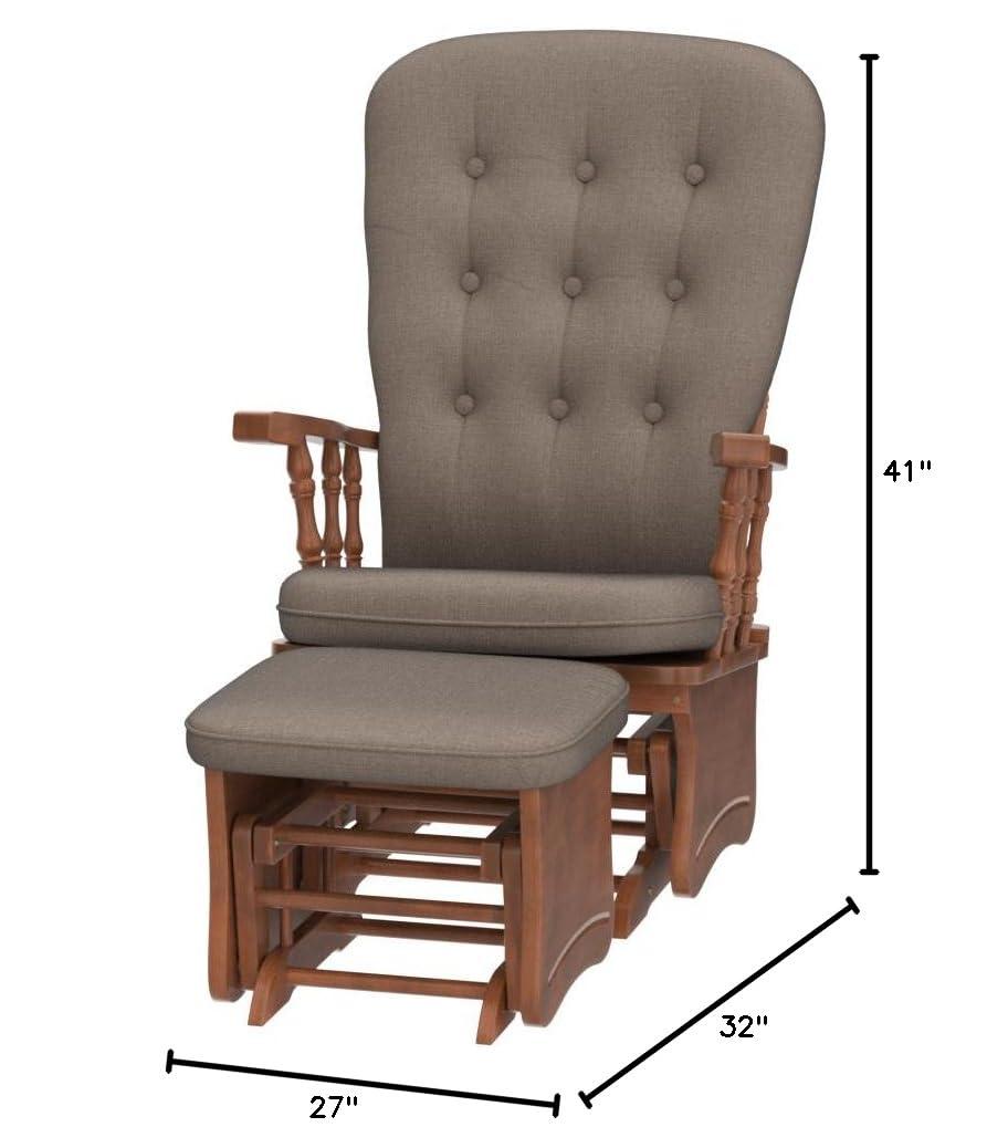 Anti-Pinch Hand Glider Chair for Nursery with Ottoman, Resistant Rubber Wood Glider Rocking Chair Sets for Nursing, Relaxing, Living Room, Bedroom, Antique Brown