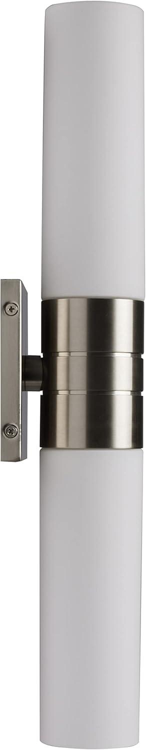 Brushed Nickel 21" Cylinder Wall Sconce with White Glass