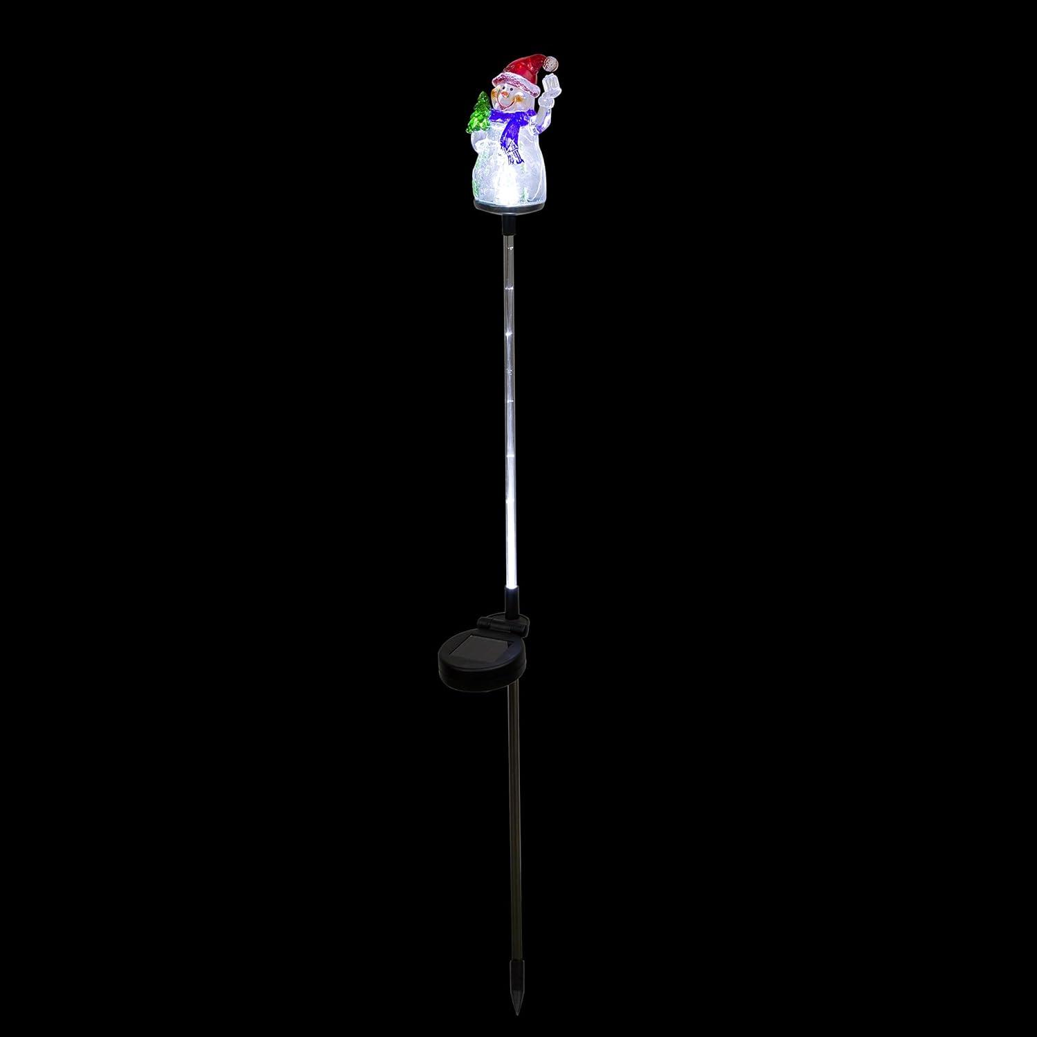 Alpine Corporation 34" Snowman Solar Powered Glass Garden Stakes (2 Pieces)