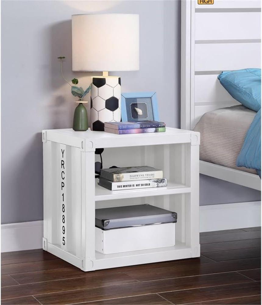 20" Cargo Nightstands White - Acme Furniture: Metal, Open Shelf, Kids' Room, No Assembly Required