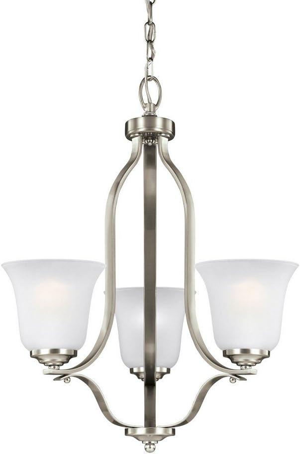 Emmons Brushed Nickel Mini Chandelier with Satin Etched Glass