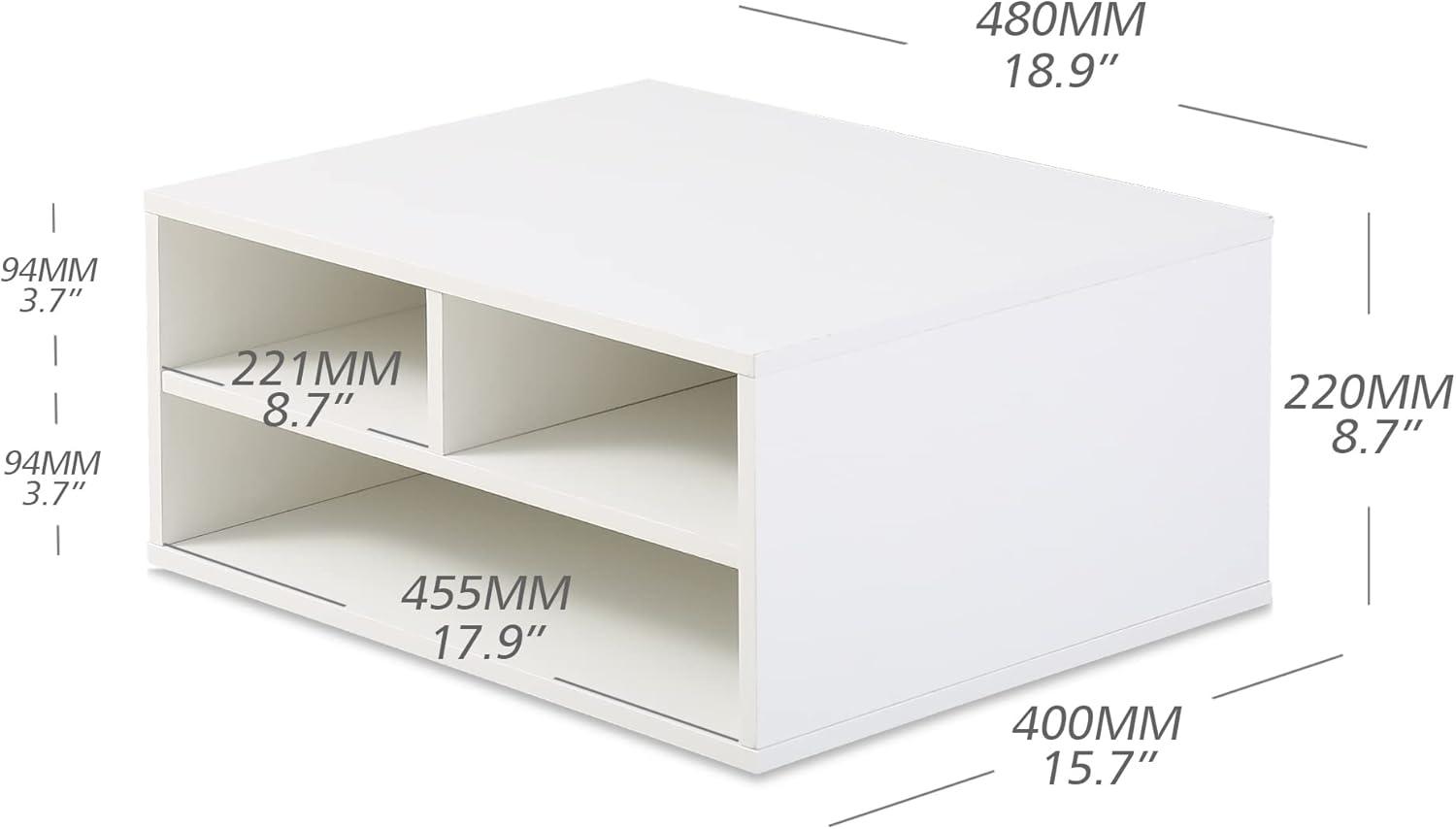 White MDF 2-Tier Printer Stand with Storage Compartments