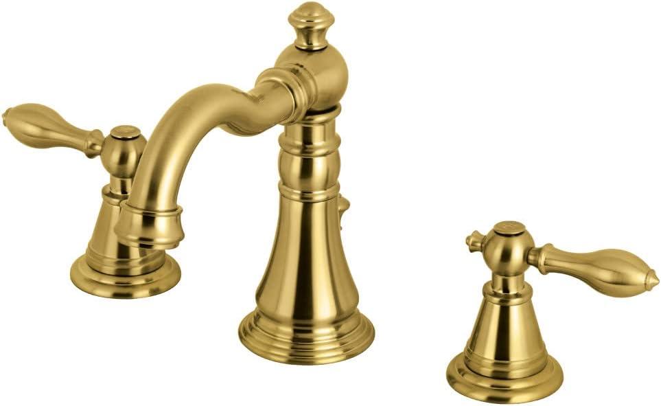 Kingston Brass English Classic Two-Handle 3-Hole Deck Mount Widespread Bathroom Faucet with Pop-Up Drain