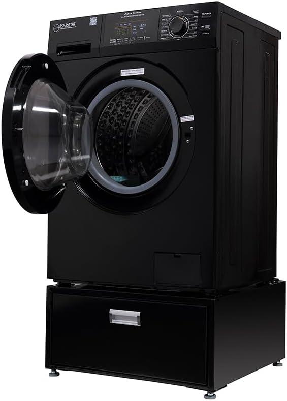 Equator Advanced Appliances All-in-one Washer Dryer Ventless FULLY BUILTIN 0-CLEARANCE 1.62cf/15lbs 110V 1400RPM with Pedestal EZ 4700 C + PDL 4455 Black