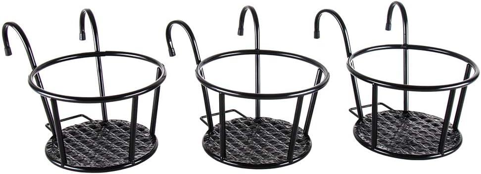 3-Pack of Hanging Baskets for Outdoor Décor Black Iron Flower Pot Hangers