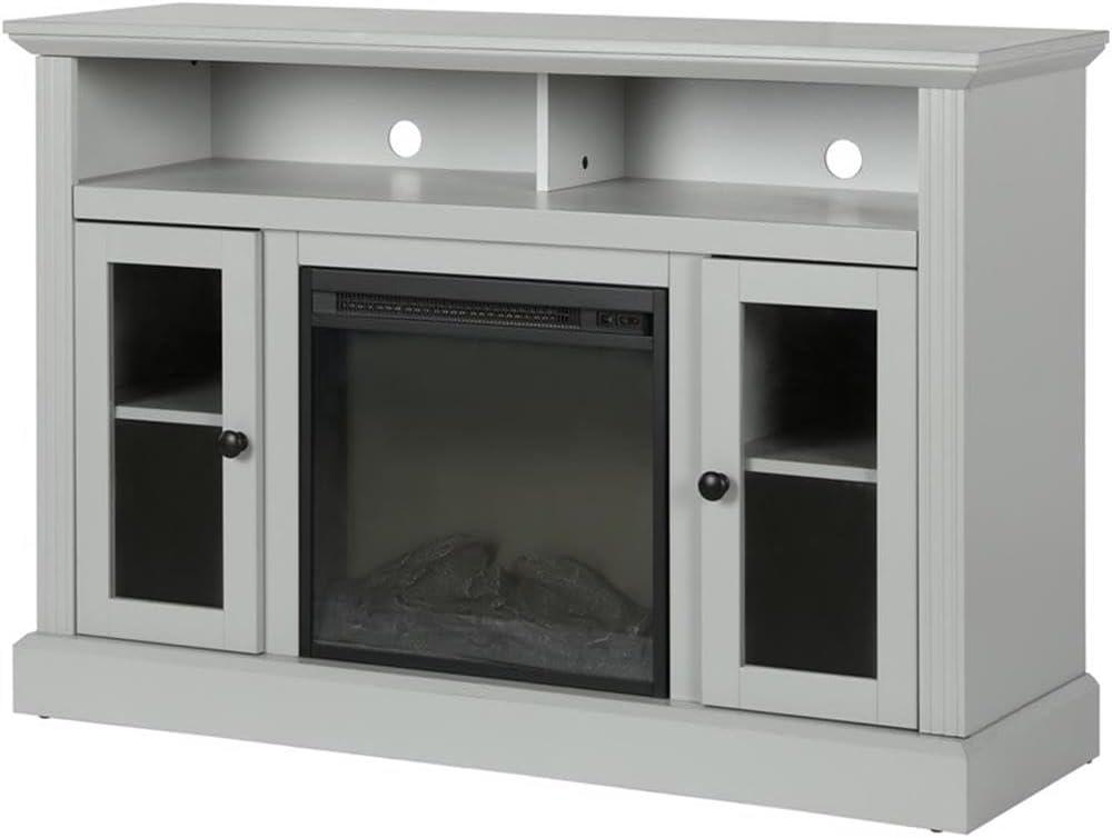 Dove Gray Electric Fireplace TV Console with Cabinet