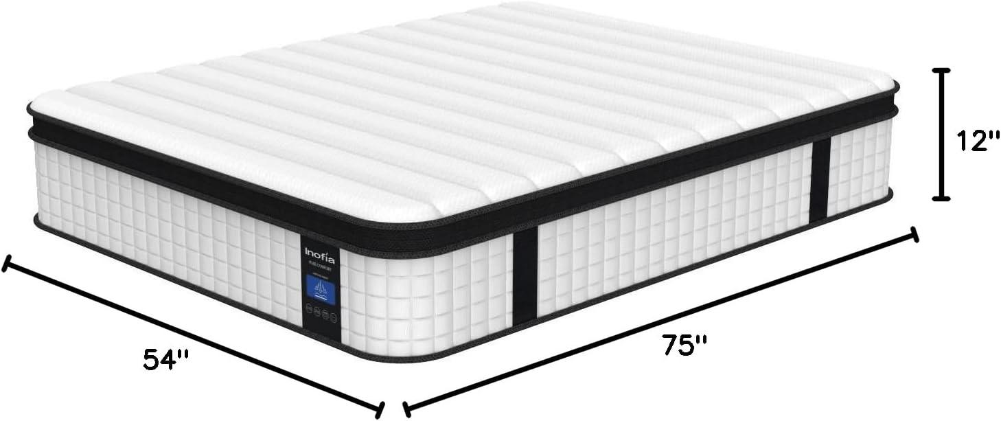 Inofia 12 Inch Full Hybrid Innerspring Mattress with Knitted Cover