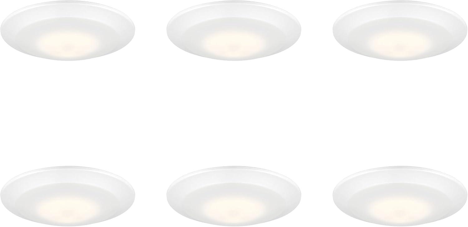 7-Inch White Aluminum LED Flush Mount Ceiling Light, 6-Pack