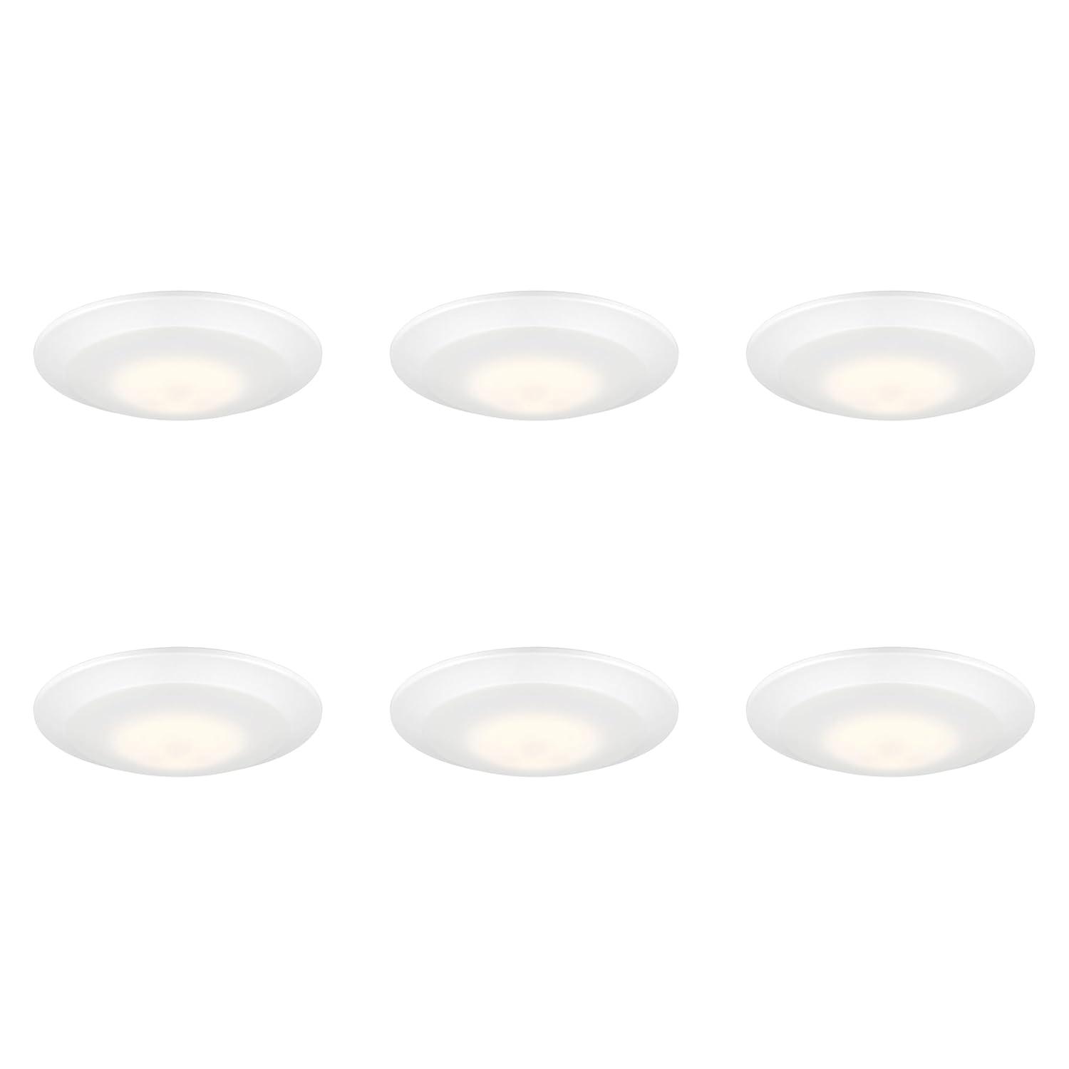 Designers Fountain LED Recessed Ceiling Lights 6 Pack, 7 inch CCT Disk Light Fixtures, Dimmable, 1000 Lumens, 3000K /4000K, White Trim, RC7WHWH8102C-6