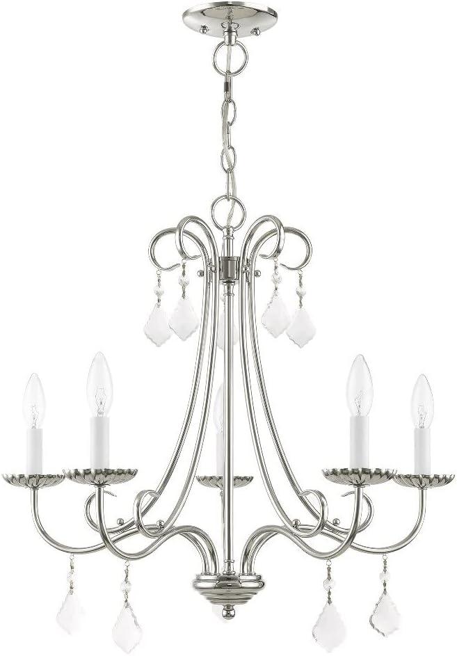 Livex Lighting 40875-05 Transitional Five Light Chandelier from Daphne Collection Finish, Polished Chrome, 22.25