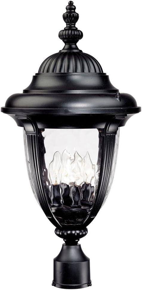 John Timberland Bellagio Vintage Rustic Outdoor Post Light Textured Black 24 1/2" Clear Hammered Glass for Exterior Barn Deck Post Light House Porch