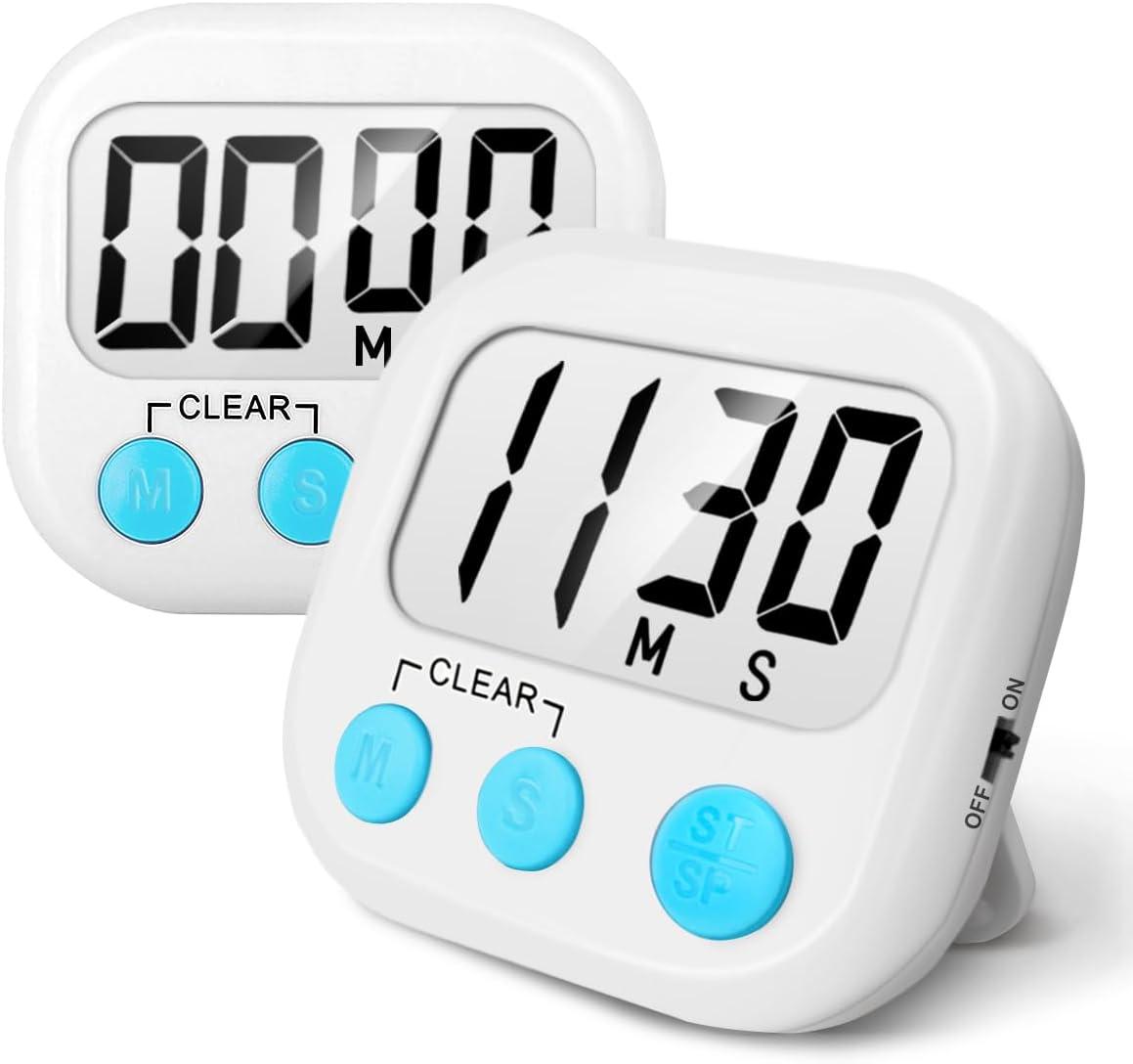 2 Count Kitchen Timer Task Small Digital with Magnetic Back and On/off Switch