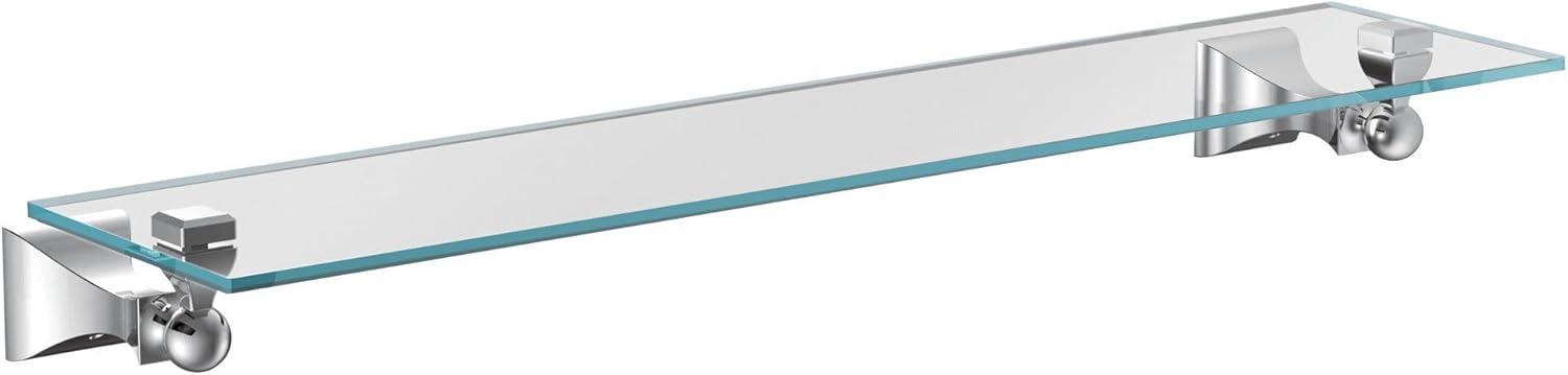 Moen Retreat Brushed Nickel Clear Towel Bar with Shelf Glass