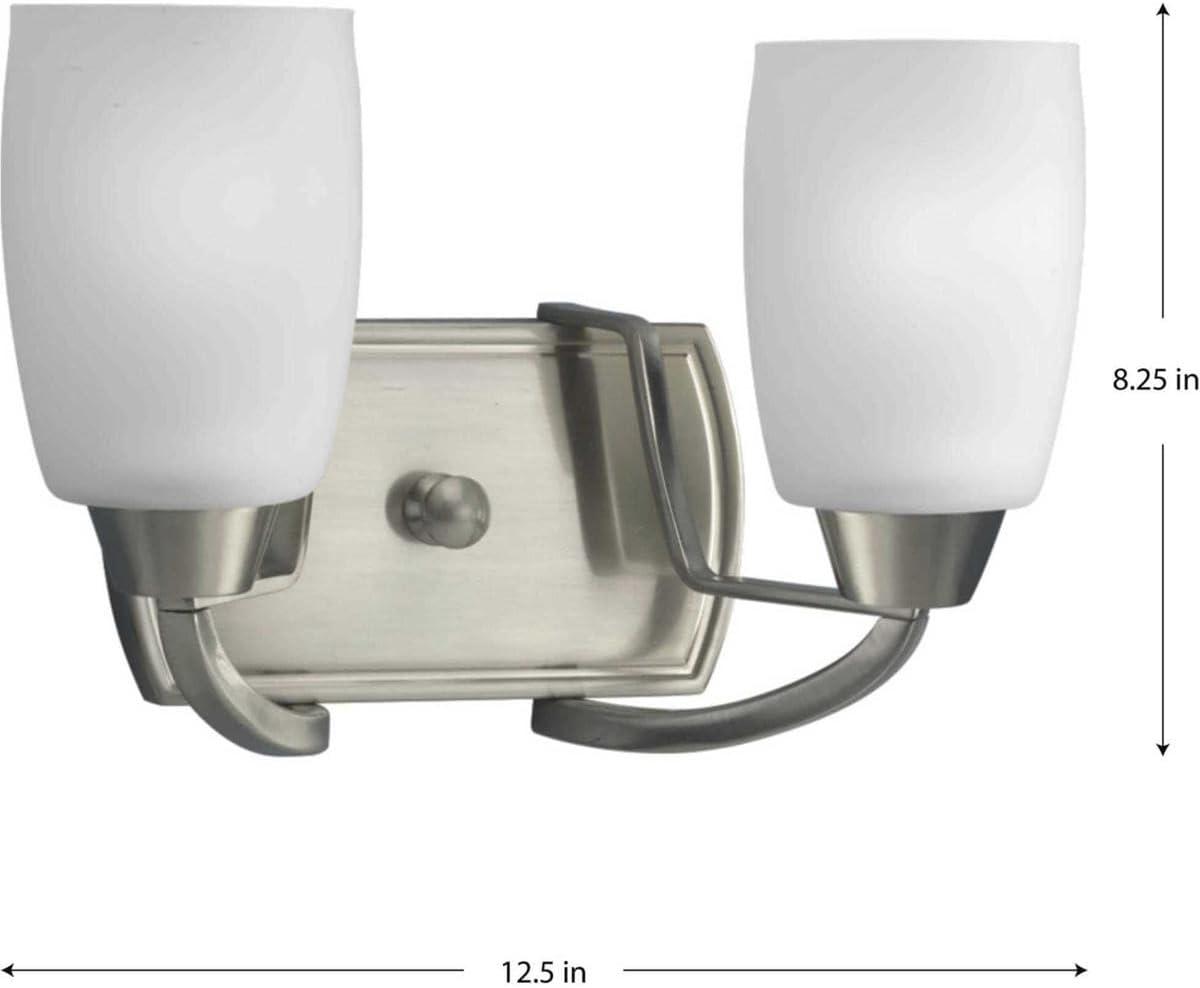 Progress Lighting Wisten Collection 2-Light Bath Bracket, Brushed Nickel, Etched Glass Shade