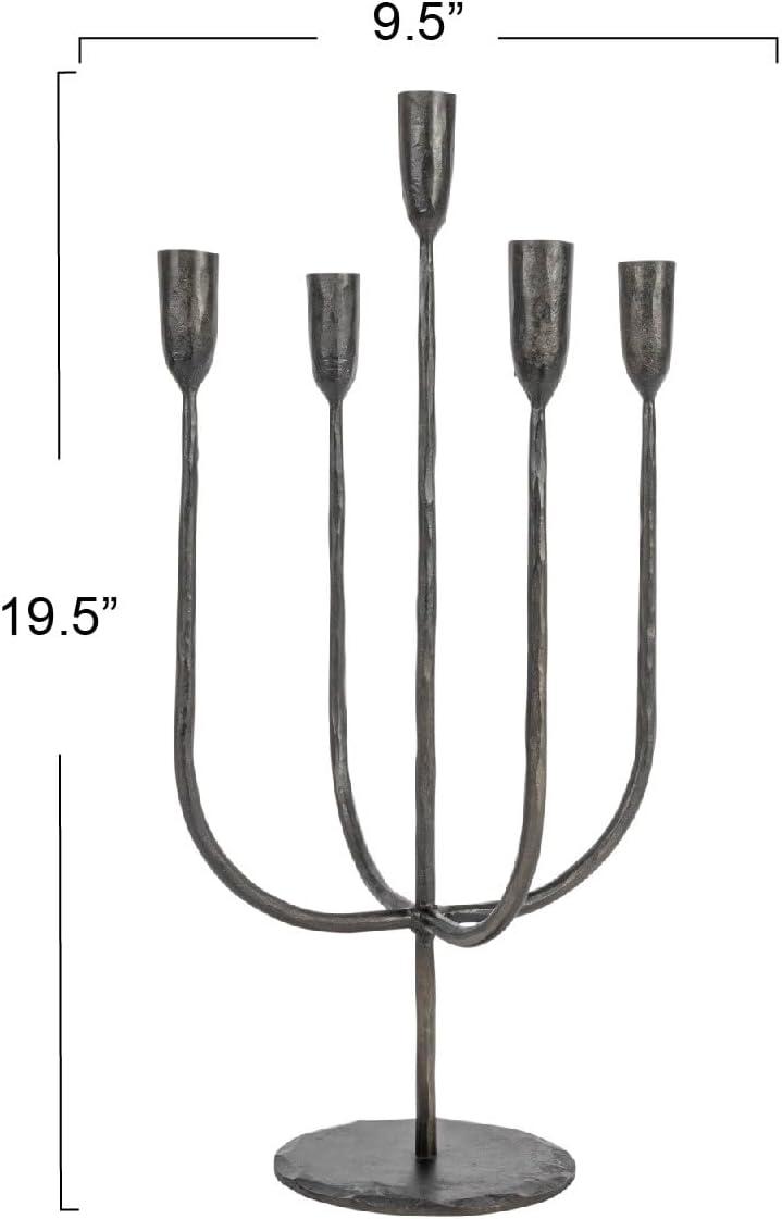 Hand-Forged Black Metal 5-Taper Candelabra