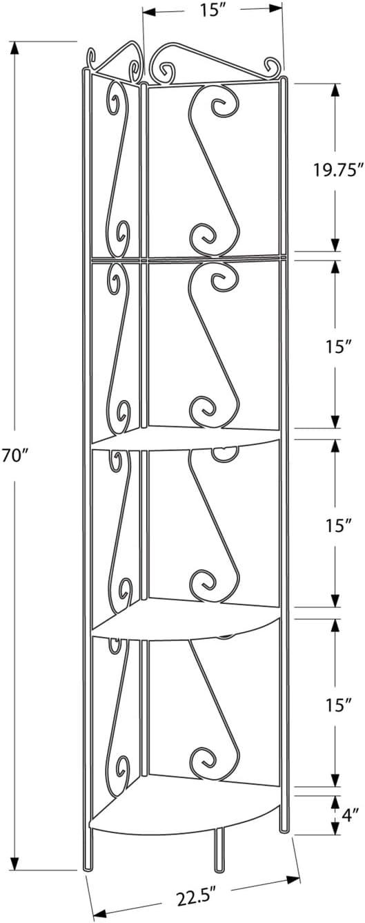 Industrial Brown Steel Corner Bookcase with Scroll Design