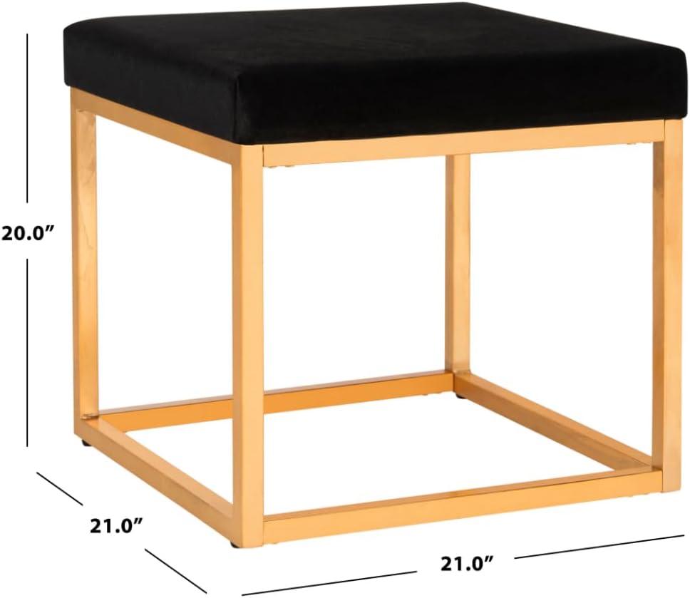 Rowan Contemporary Glam Square Ottoman - Black/Gold - Safavieh