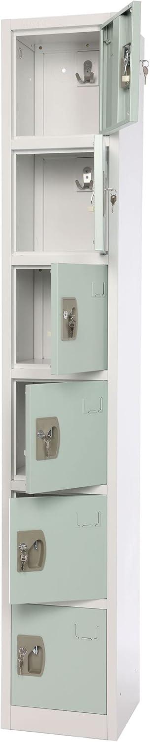 Alpine 6-Tier Steel Locker, 72"H x 12"W x 12"D, Misty Green