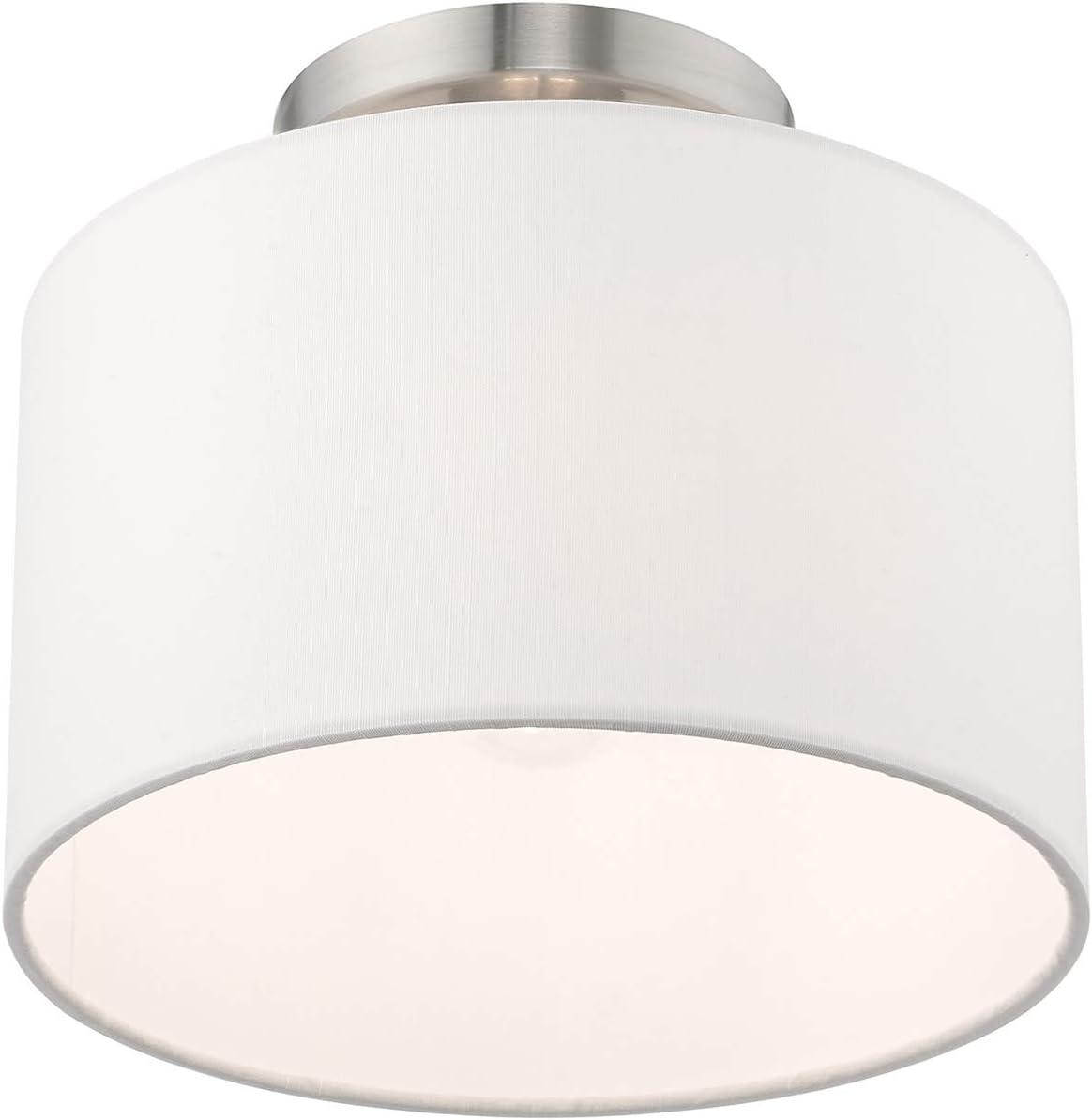 Clark 10" Indoor/Outdoor Brushed Nickel Drum Ceiling Light