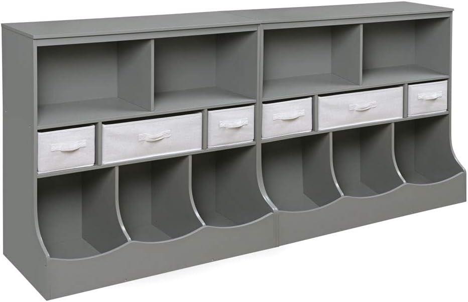 Modern Gray and White Kids Storage Unit with Baskets and Cubes