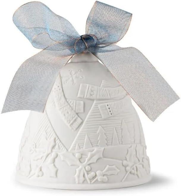 2024 White and Blue Porcelain Christmas Bell Ornament