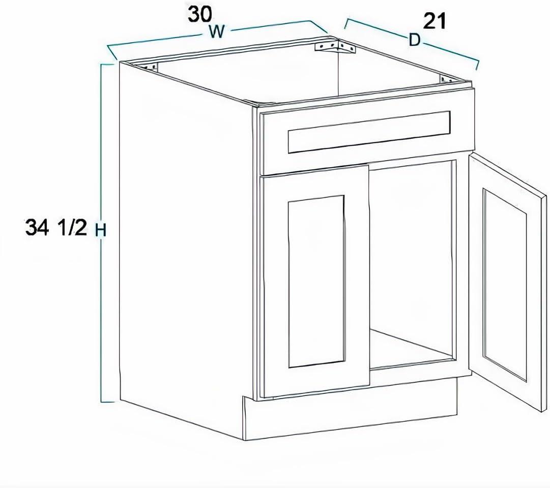 White Shaker Sink Base Bathroom Vanity Ready-to-Assemble Cabinet 30" Width