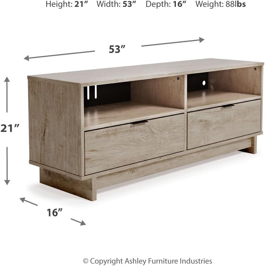 Oliah Medium TV Stand for TVs up to 48" Natural: Media Console with Drawers & Open Shelves - Signature Design by Ashley