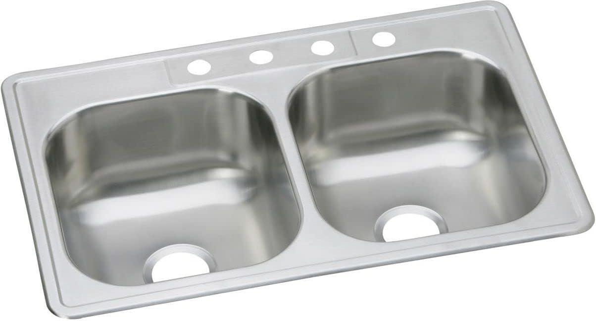 Elkay Dayton Stainless Steel 33" x 22" x 8-1/16", Equal Double Bowl Drop-in Sink