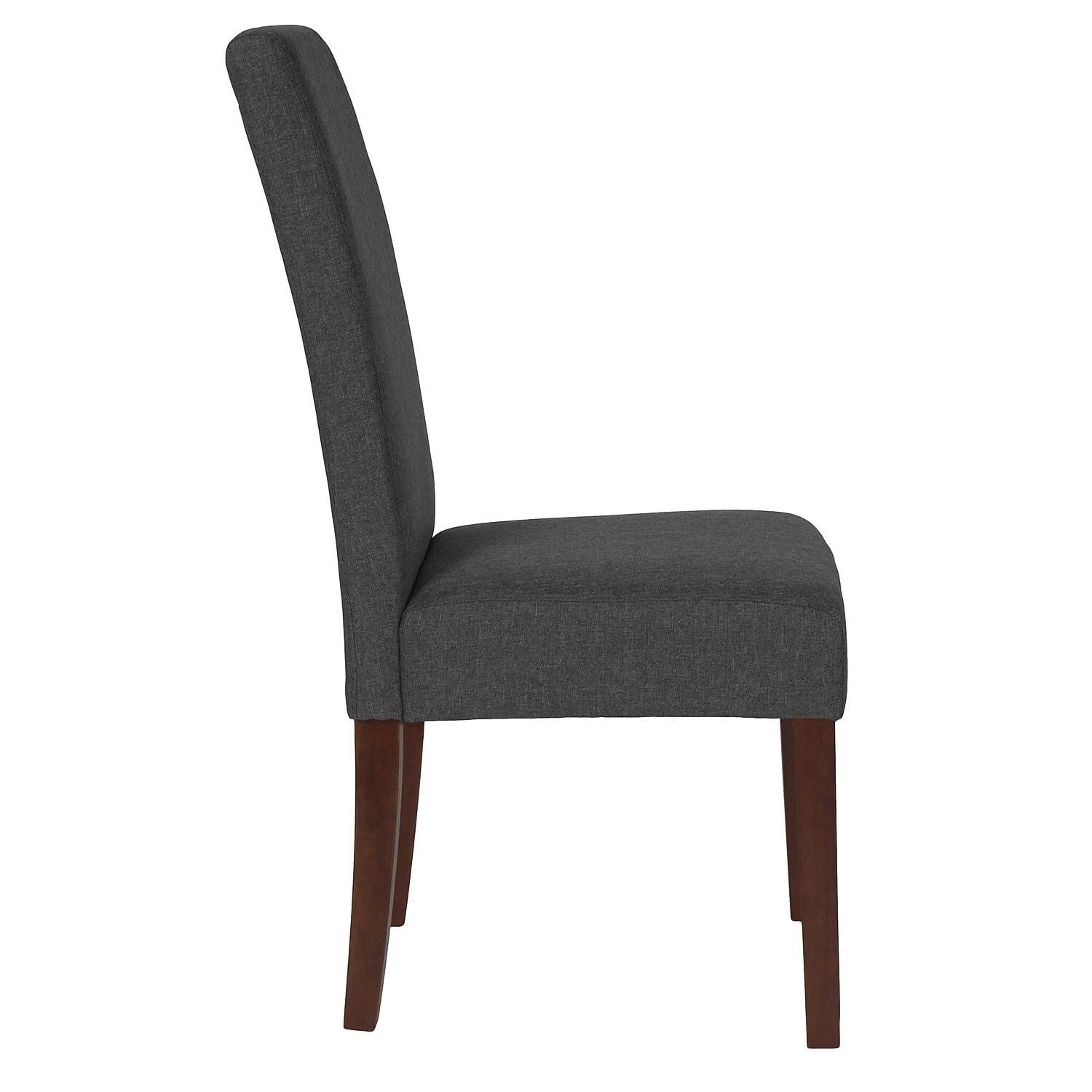 Flash Furniture Greenwich Series Gray Fabric Upholstered Panel Back Mid-Century Parsons Dining Chair