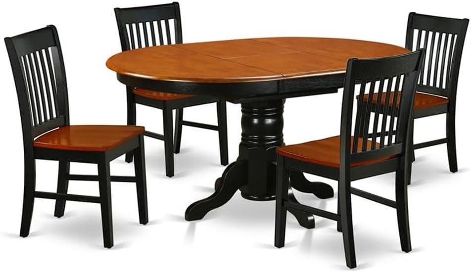 East West Furniture Kenley 5-piece Wood Dining Set in Black/Cherry