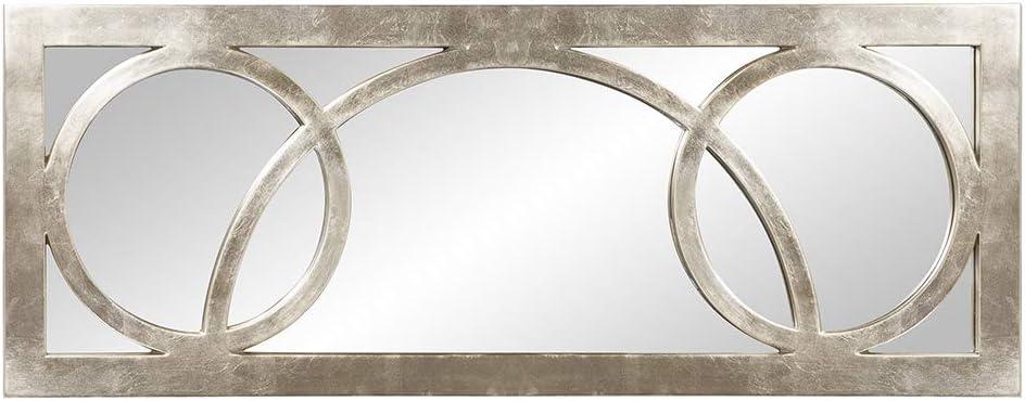 Rectangle Dynasty Decorative Wall Mirror Silver - Howard Elliott: Modern Style, Swirl Accents, No Assembly Required