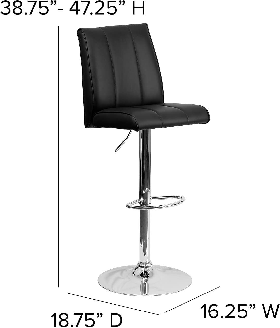 Gray Adjustable Swivel Barstool with Chrome Base