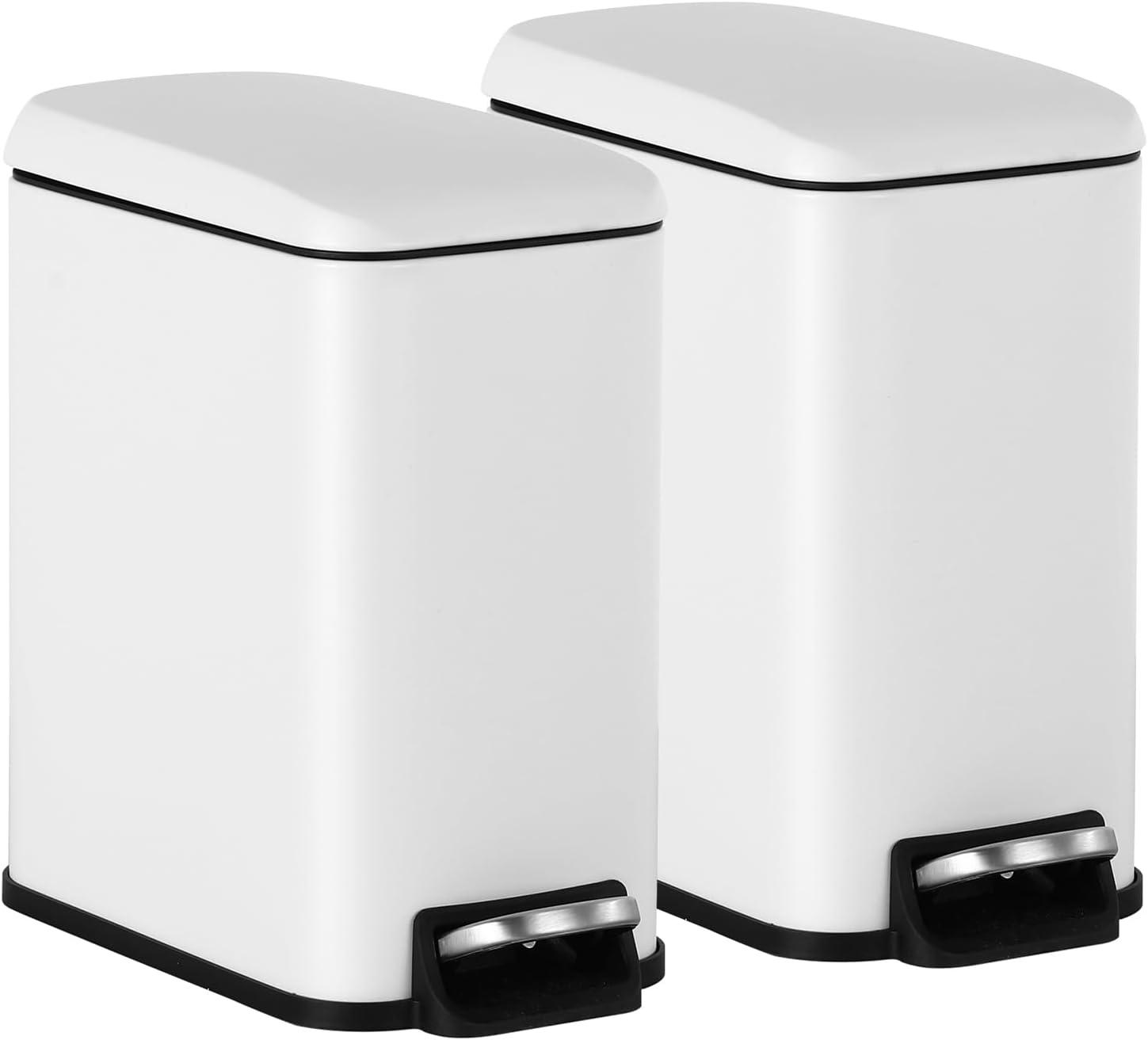 FDW Bathroom Trash Can With A Lid 1.3 Gallon  (5 L) Small Trash Bin Step Pedal Garbage Can With Removable Bucket Slim For Small Spaces For Bathroom,Bedroom,Kitchen,Office