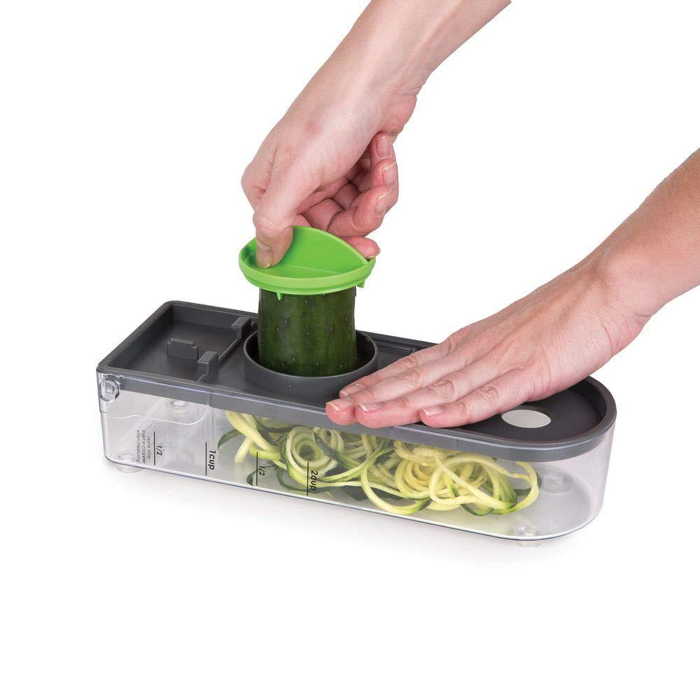 Prepworks Veggie Chopper Dicer and Spiralizer: Manual Food Chopper with Container, 3 Blades, Dishwasher-Safe