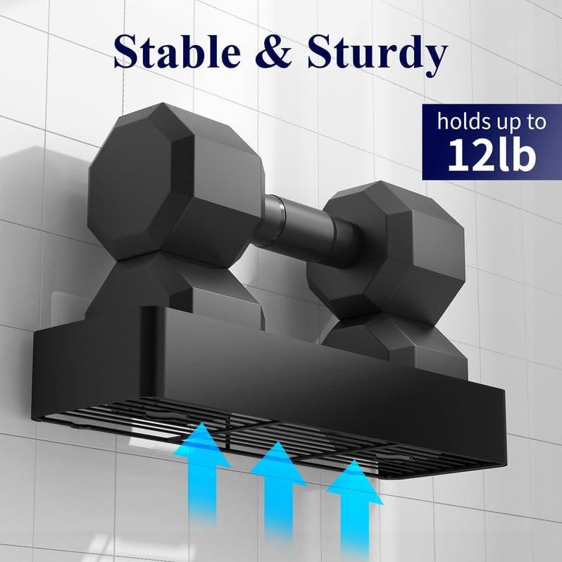 Kitsure X-Large Shower Caddy - 2 Pack Adhesive Shower Organizer, Rustproof Metal Shelves, No-Drill Bathroom Organizers and Storage, Black