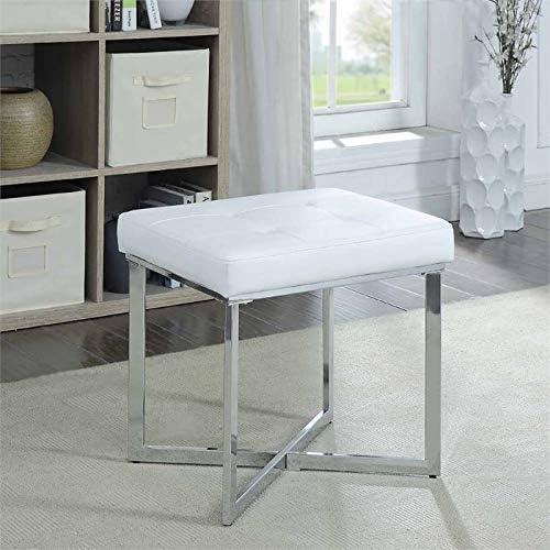 Carolina Classic Furniture Summer Vanity Bench, White and Chrome