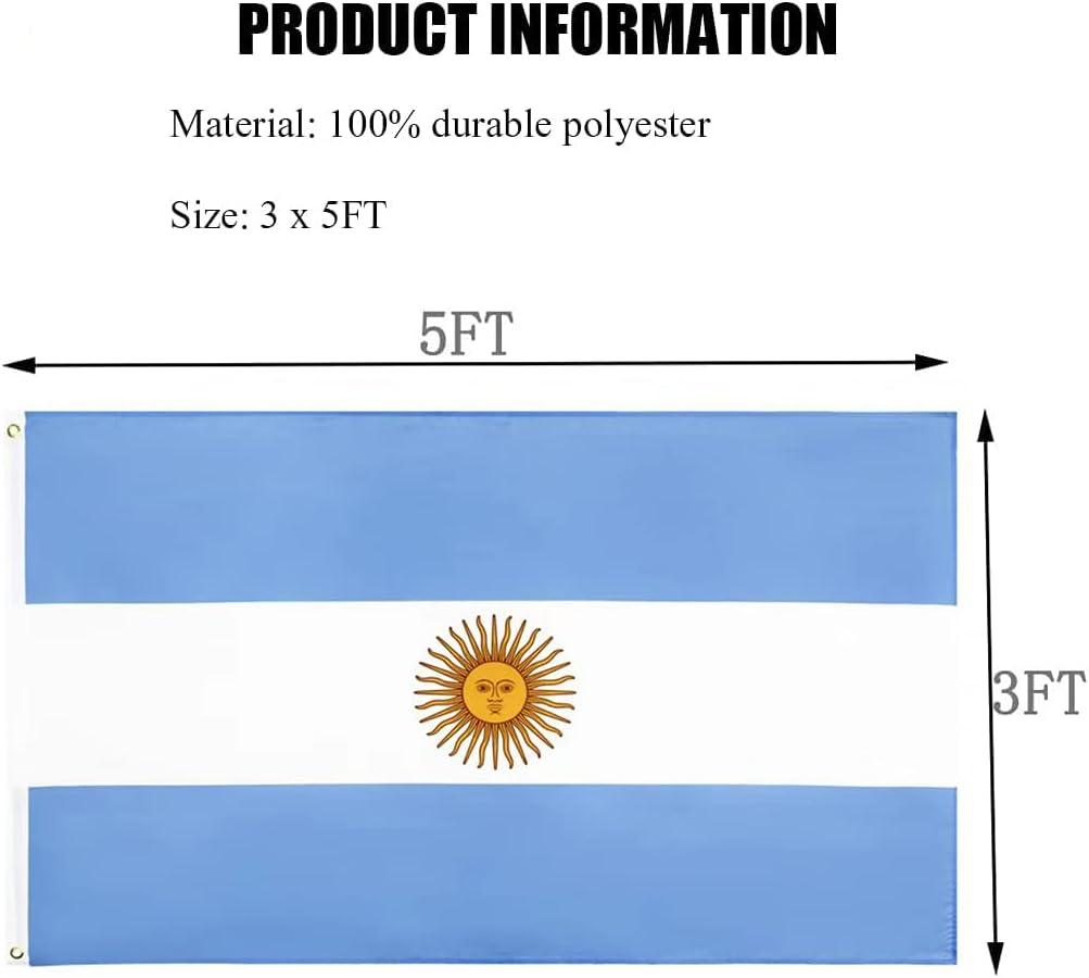 Argentina Flag 3x5 Ft Polyester with Brass Grommets