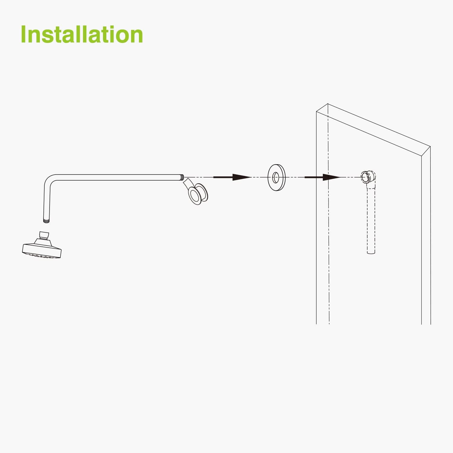 Naiture L Shaped, Corner Shower Head Extension Arm with Flange, 20 inch Length, Straight Lower Rain Fall Shower Head, Long Extender Pipe, Brass, Oil Rubbed Bronze Finish