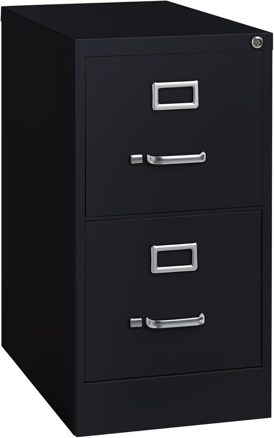Black 2-Drawer Vertical Steel Lockable File Cabinet
