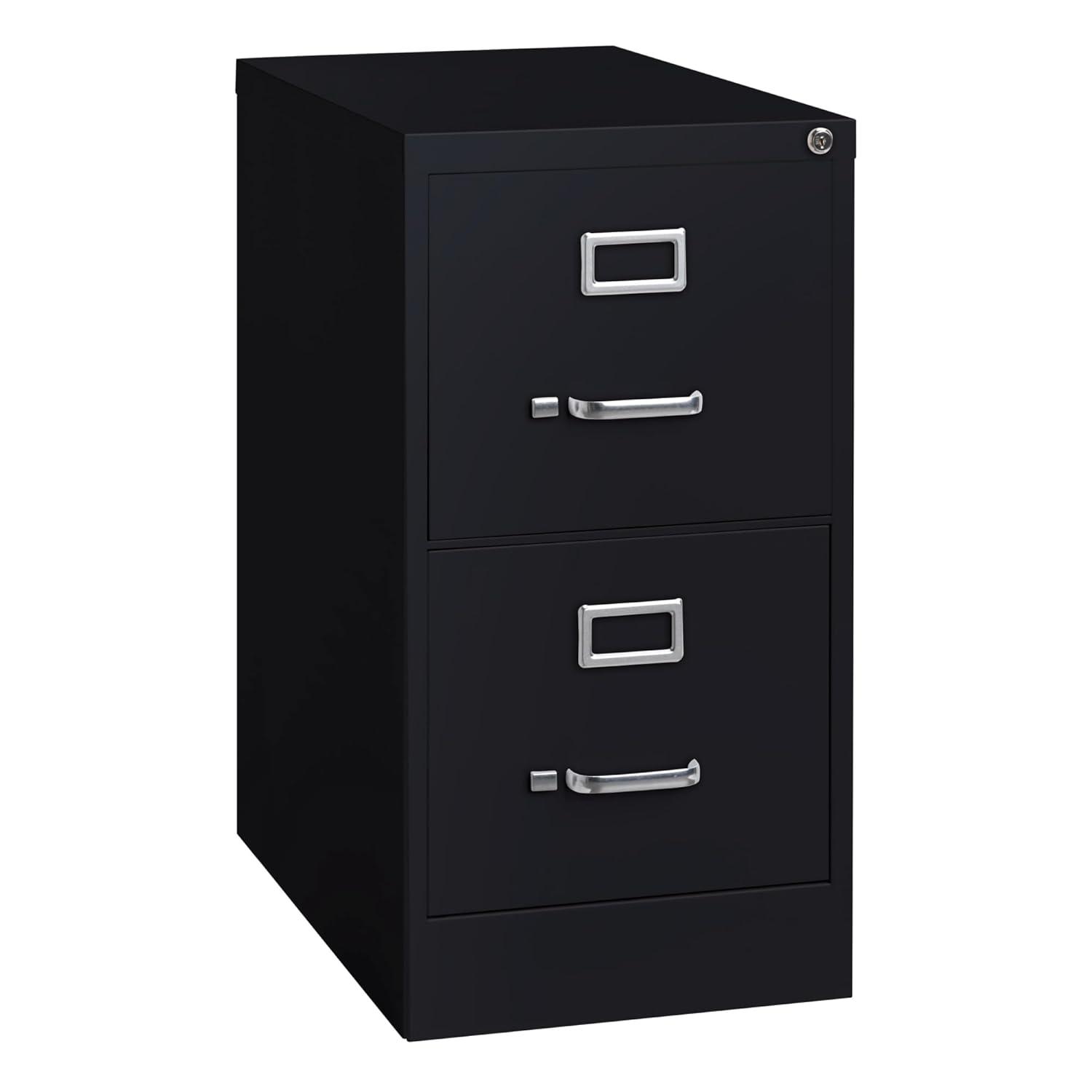 Black 2-Drawer Vertical Steel Lockable File Cabinet