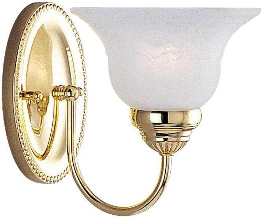 Edgemont Polished Brass 1-Light Outdoor Wall Sconce with White Alabaster Glass