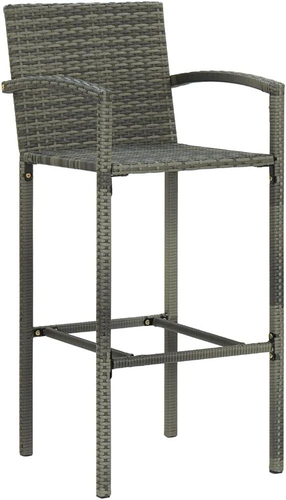 vidaXL Bar Stools 2 pcs Black Poly Rattan