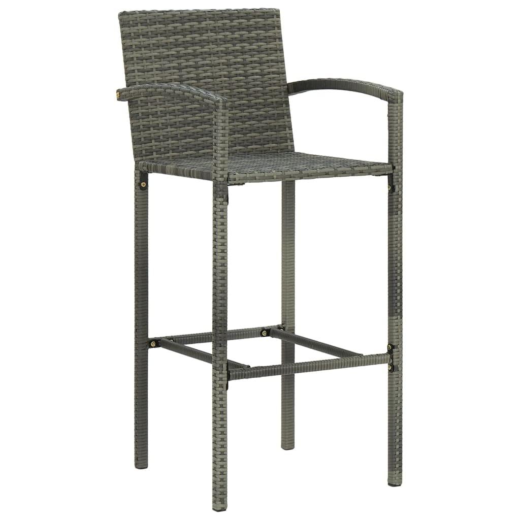vidaXL Bar Stools 2 pcs Black Poly Rattan